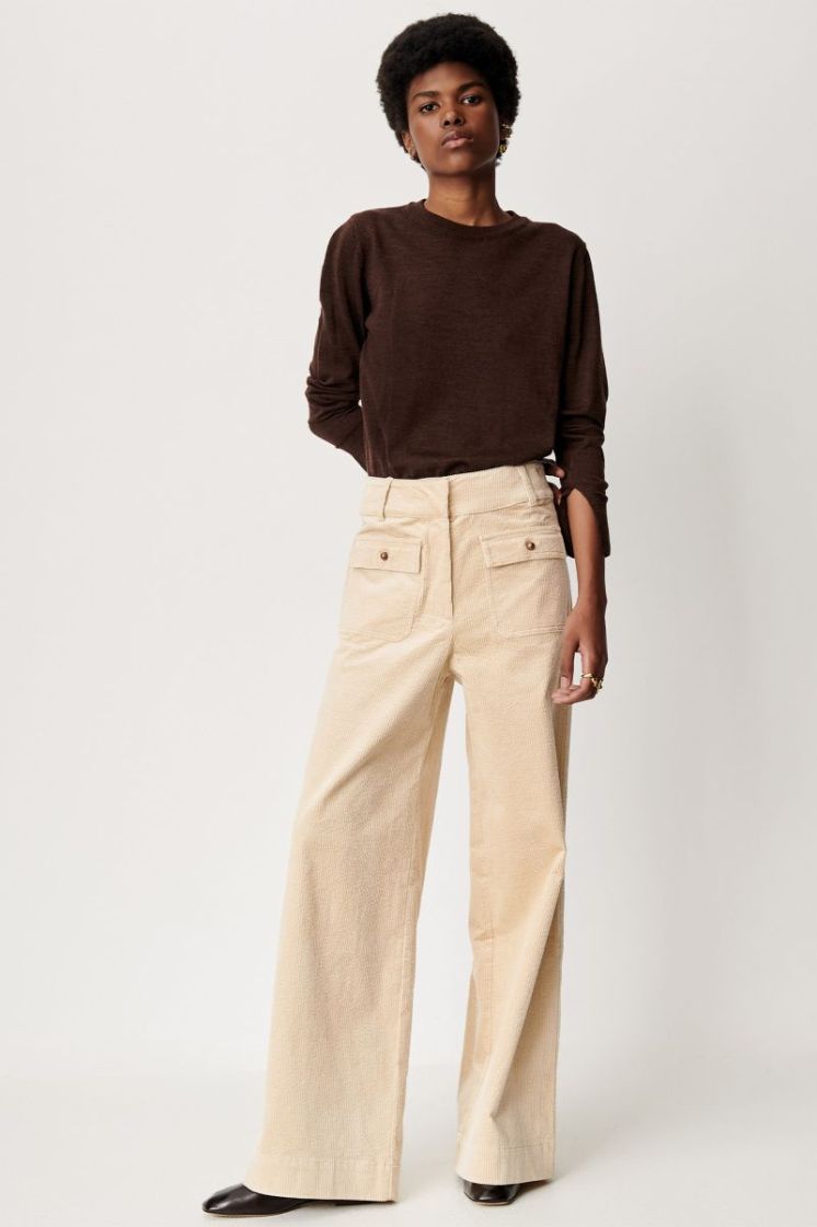 MANHASTREED WIDE FLARED PANTS  Sand 