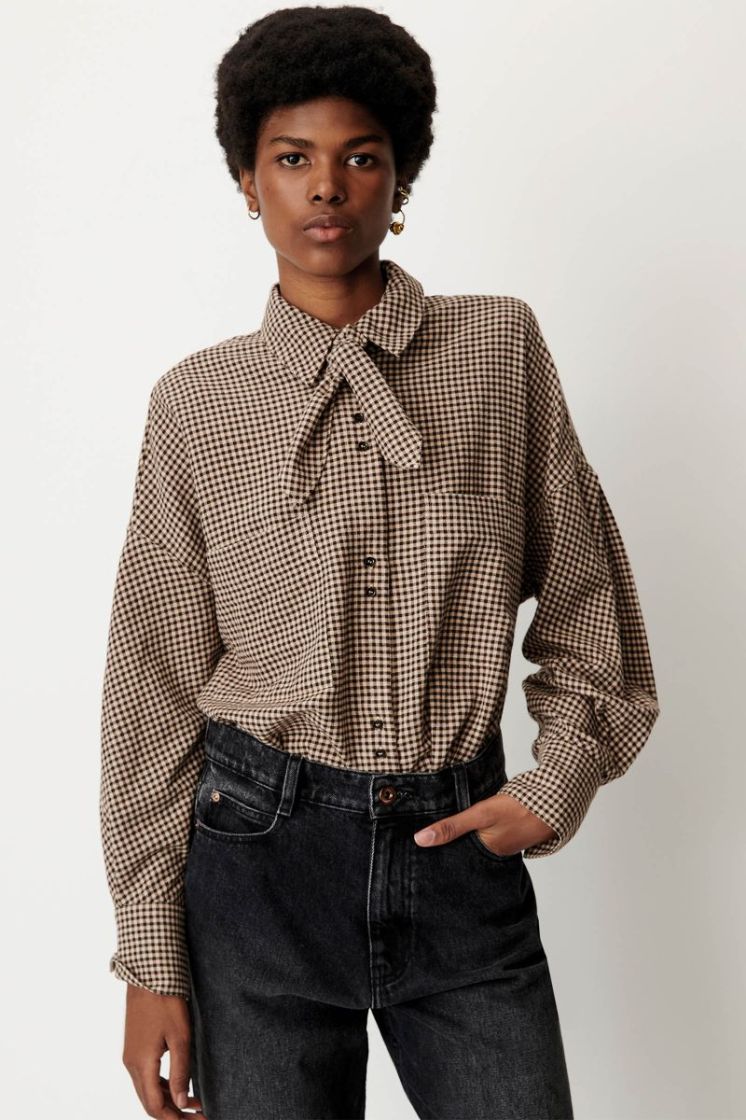 CECILY SHIRT KNOTTED COLLAR Ebonysand