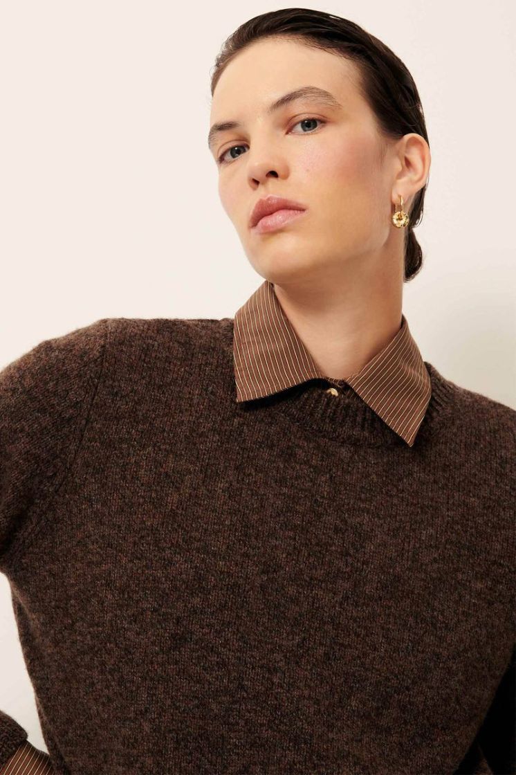 SILTY ROUND NECK JUMPER Dark stone 