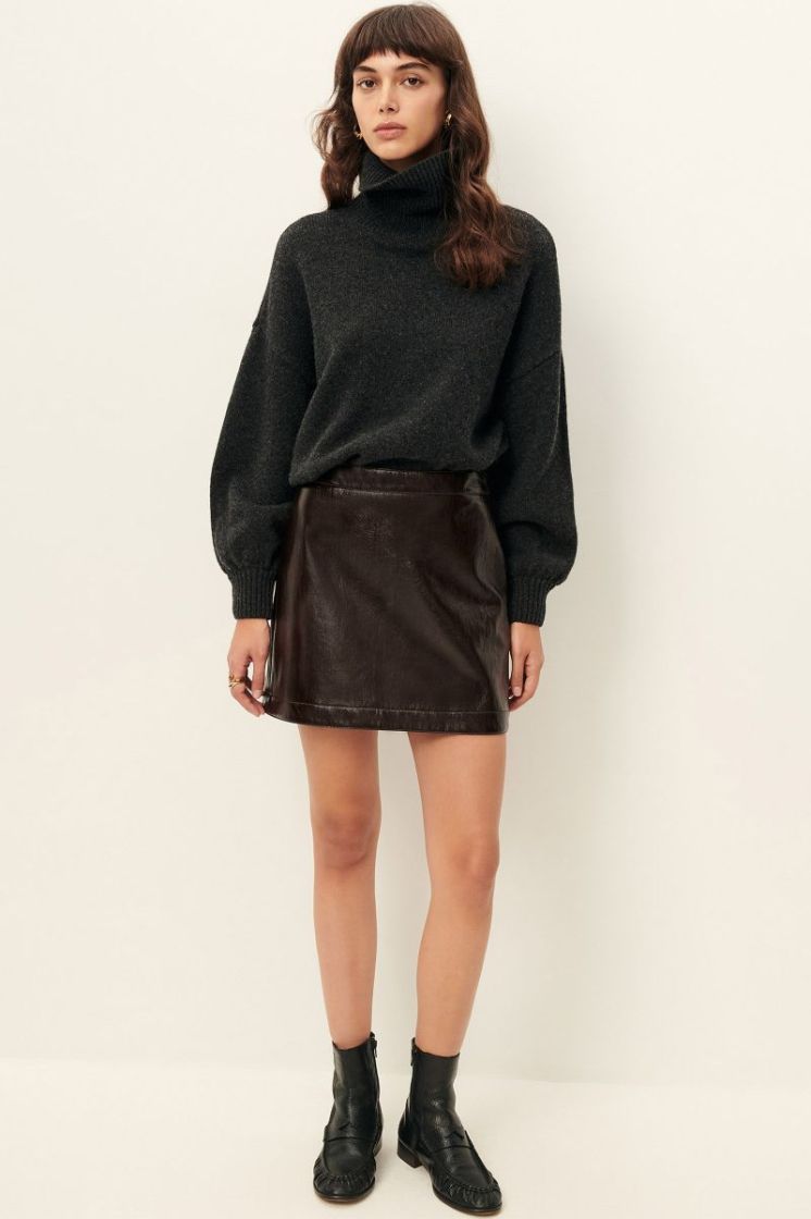 ABBY MINI VINYL SKIRT  Browny