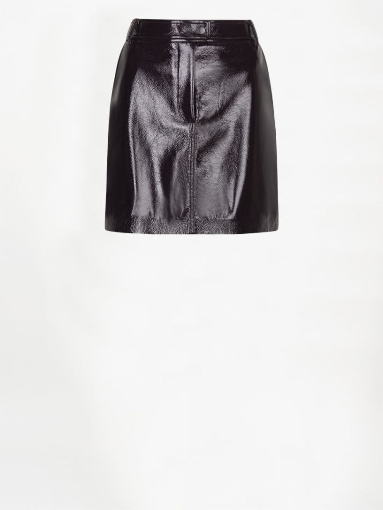 EVON FAUX LEATHER MINI SKIRT Dark Plum 