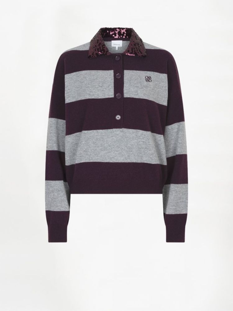 BRAYDEN STRIPE SWEATER  Burgundy