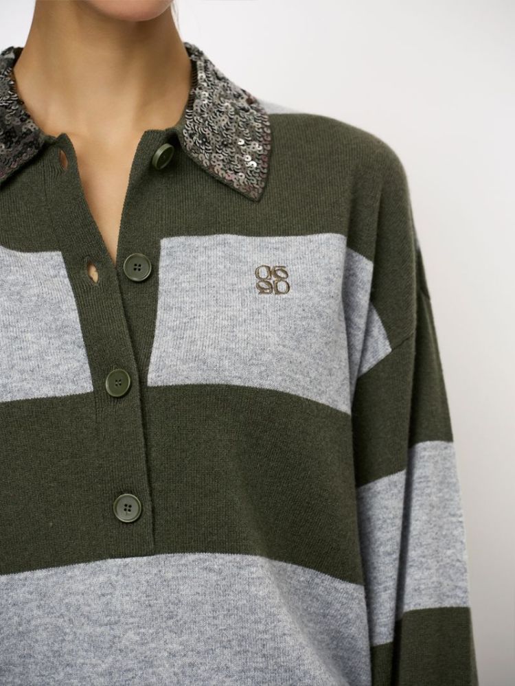BRAYDEN STRIPE SWEATER  GREEN  Groen